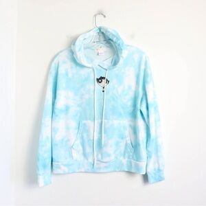 ROMWE x Powerpuff Girls Buttercup tie dye hoodie pastel turquoise blue oversized